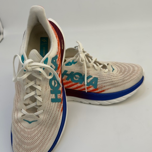 Hoka Cream and Blue Athletic Shoes - Picture 13 of 15